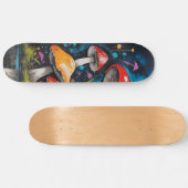 Heldere kleurrijke hippie paddenstoelen schimmels persoonlijk skateboard (Horizontaal)