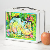 heldere kleurrijke hippopotamus en vogels (In situ)