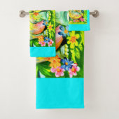 heldere kleurrijke hippopotamus en vogels bad handdoek (Insitu)