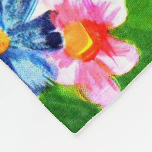 heldere kleurrijke hippopotamus en vogels fleece deken (Hoek)