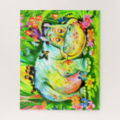 heldere kleurrijke hippopotamus en vogels legpuzzel (Verticaal)