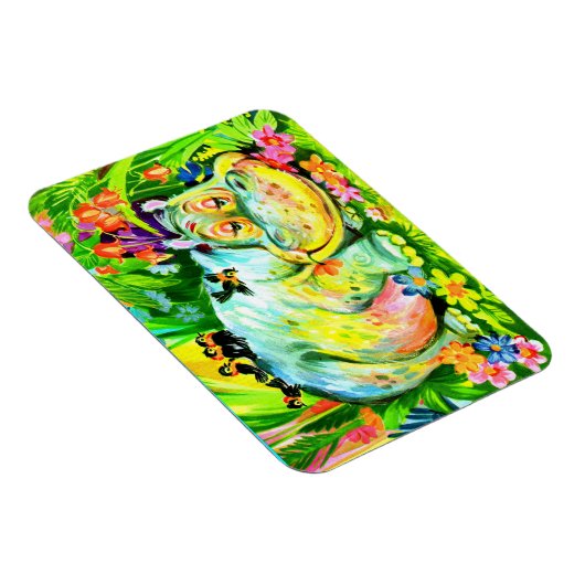 heldere kleurrijke hippopotamus en vogels magneet (Rechterzijde)