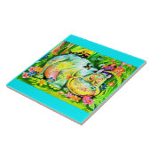 heldere kleurrijke hippopotamus en vogels tegeltje (Zijkant)