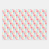 Heldere kleurrijke Holly Jolly Vakantie Inpakpapier Vel (Voorkant 3)