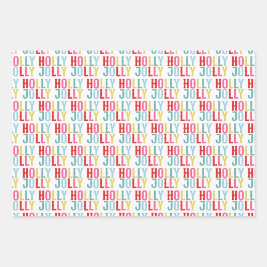 Heldere kleurrijke Holly Jolly Vakantie Inpakpapier Vel (Voorkant 3)