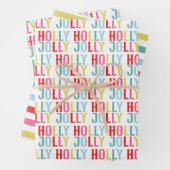 Heldere kleurrijke Holly Jolly Vakantie Inpakpapier Vel (In situ)
