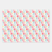 Heldere kleurrijke Holly Jolly Vakantie Inpakpapier Vel (Voorkant)