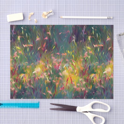 Heldere, kleurrijke, impressionistische wildbloeme tissuepapier (Craft)