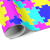 Heldere, kleurrijke Jigsaw Puzzle Roze Blauw & Gee Cadeaupapier (Rol Hoek)