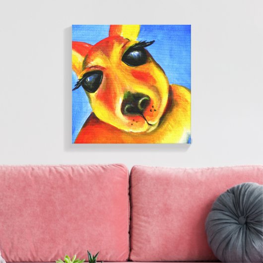 Heldere kleurrijke Kangoeroe dier gezicht kunst Canvas Afdruk (Insitu (Woonkamer))
