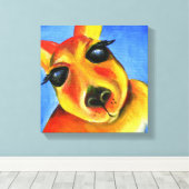 Heldere kleurrijke Kangoeroe dier gezicht kunst Canvas Afdruk (Insitu (Houten vloer))