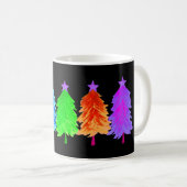 Heldere kleurrijke kerstbomen koffiemok (Voorkant rechts)