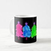 Heldere kleurrijke kerstbomen koffiemok (Voorkant links)