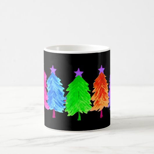 Heldere kleurrijke kerstbomen koffiemok (Center)