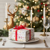 Heldere Kleurrijke Kerstman's Groeten HO! HO! HO! Cadeaupapier