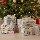 Heldere Kleurrijke Kerstman's Groeten HO! HO! HO! Cadeaupapier