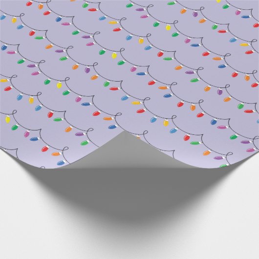 Heldere kleurrijke kerstverlichting gloeit naadloo cadeaupapier (Hoek)