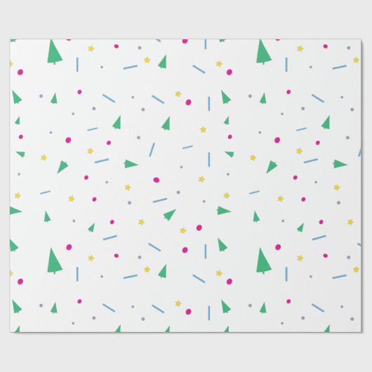 Heldere, kleurrijke kerstwrapping cadeaupapier (Vlak)