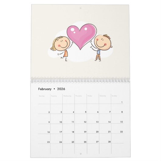 Heldere kleurrijke Kinderen 2025 wandkalender Kalender (Feb 2026)