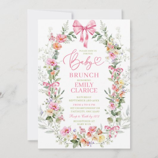 Heldere Kleurrijke Lente Bloemen Meisje Baby Brunc Kaart (Voorkant)