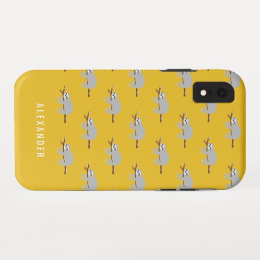 Heldere kleurrijke leuke cartoon luiaard Case-Mate iPhone case (Achterkant (horizontaal))