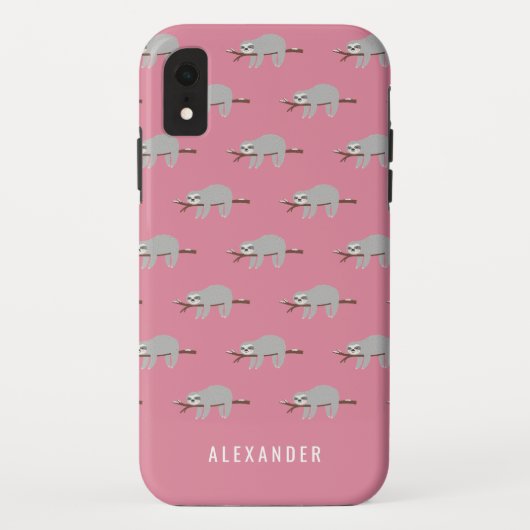 Heldere kleurrijke leuke cartoon luiaard Case-Mate iPhone case (Achterkant)