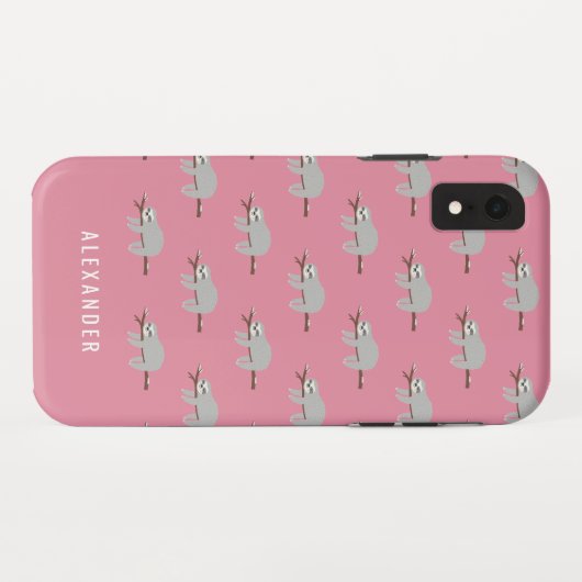 Heldere kleurrijke leuke cartoon luiaard Case-Mate iPhone case (Achterkant (horizontaal))