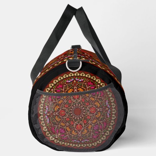 Heldere kleurrijke Mandala Rood Goud op Zwart Plunjezak (Rechts)