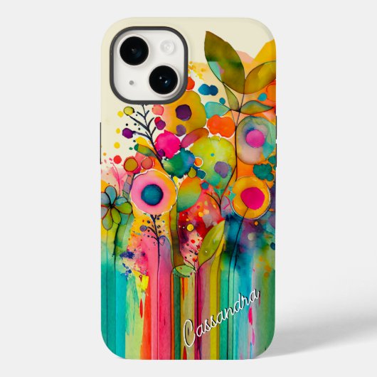 Heldere kleurrijke moderne bloemen Case-Mate iPhone case (Achterkant)