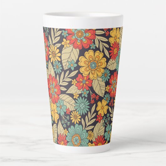 Heldere, kleurrijke moderne Floral Latte Mok (Voorkant)