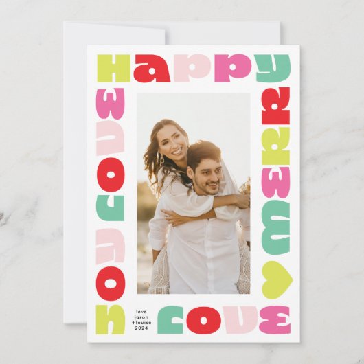 Heldere kleurrijke moderne | kerstfoto feestdagenkaart (Voorkant)