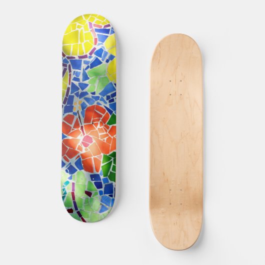 Heldere Kleurrijke Mozaïek Tegel Koi Visvijver Persoonlijk Skateboard (Voorkant)