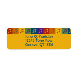 Heldere, kleurrijke muziek notitie retour adreslab etiket