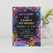 Heldere Kleurrijke Neon Glow Party Verjaardag Kaart (Staand voorkant)
