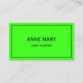 Heldere Kleurrijke Neon Green Wedding Event Planne Visitekaartje (Voorkant)