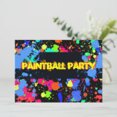Heldere, kleurrijke neon, Paintball Party uitnodig Kaart (Staand voorkant)