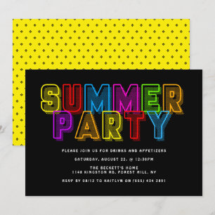 Heldere & kleurrijke Neon Typografie Zomerfeest Kaart