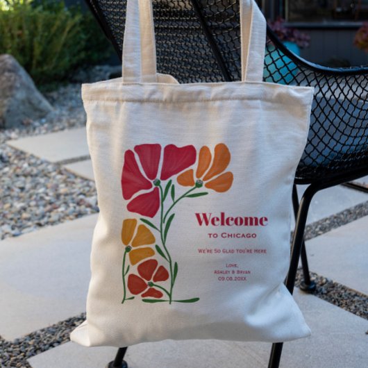 Heldere & Kleurrijke Nouveau Bloem Bruiloft Welkom Tote Bag