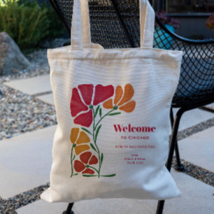 Heldere & Kleurrijke Nouveau Bloem Bruiloft Welkom Tote Bag