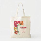 Heldere & Kleurrijke Nouveau Bloem Bruiloft Welkom Tote Bag (Voorkant)