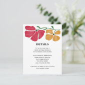 Heldere & kleurrijke Nouveau Floral bruiloft detai Informatiekaartje (Staand voorkant)