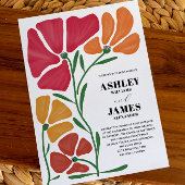 Heldere & kleurrijke Nouveau Floral bruiloft Kaart