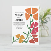 Heldere & kleurrijke Nouveau Floral bruiloft Kaart (Staand voorkant)