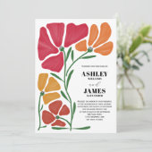 Heldere & kleurrijke Nouveau Floral bruiloft Kaart (Staand voorkant)