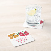 Heldere & kleurrijke Nouveau Floral bruiloft recep Kartonnen Onderzetters (Insitu)