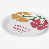 Heldere & kleurrijke Nouveau Floral bruiloft recep Papieren Bordje (Gekanteld)