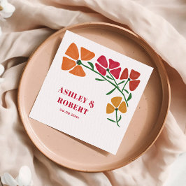 Heldere & kleurrijke Nouveau Floral bruiloft recep Servet