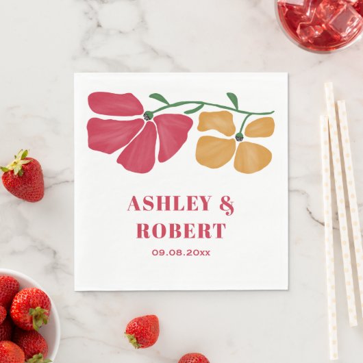 Heldere & kleurrijke Nouveau Floral bruiloft recep Servet (Insitu)