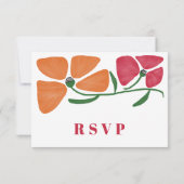 Heldere & kleurrijke Nouveau Floral bruiloft RSVP Kaartje (Achterkant)