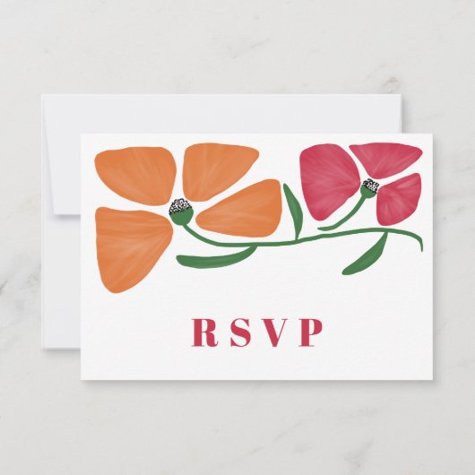 Heldere & kleurrijke Nouveau Floral bruiloft RSVP Kaartje (Achterkant)
